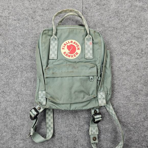 Fjallraven Kanken Mini Backpack Green 23661 Vinylon F Small Daypack Bag Canvas - Picture 1 of 9